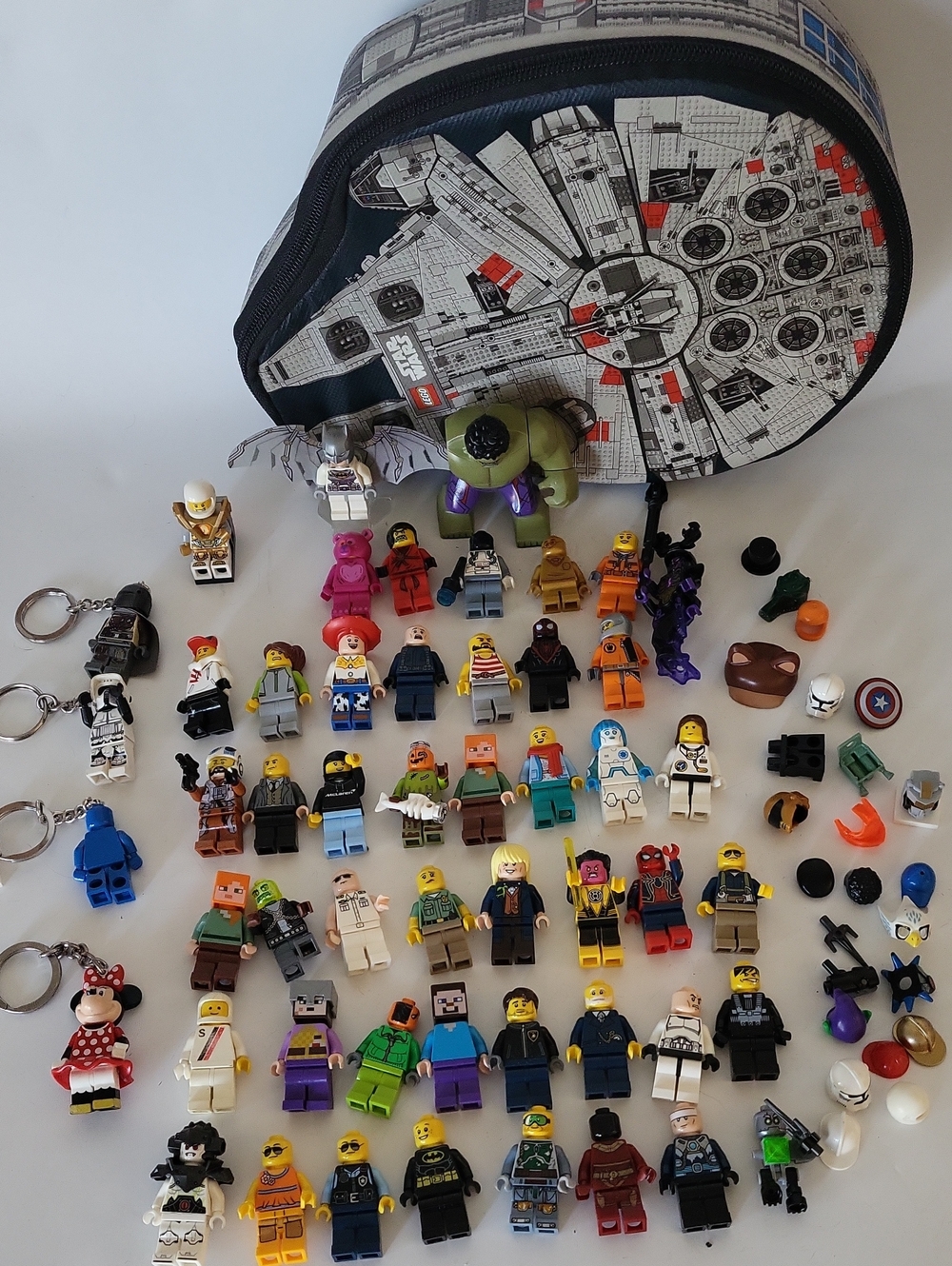 Huge LEGO Minifigures Lot (50+ Pcs) Marvel Star Wars City Case